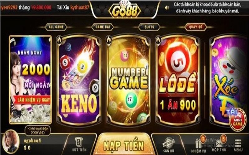 Kho tàng game tại Go88 vô cùng phong phú, mới mẻ